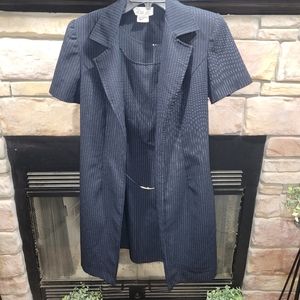 Vintage Lisa Jo 2-piece dress suit Dark blue with baby blue pin stripes